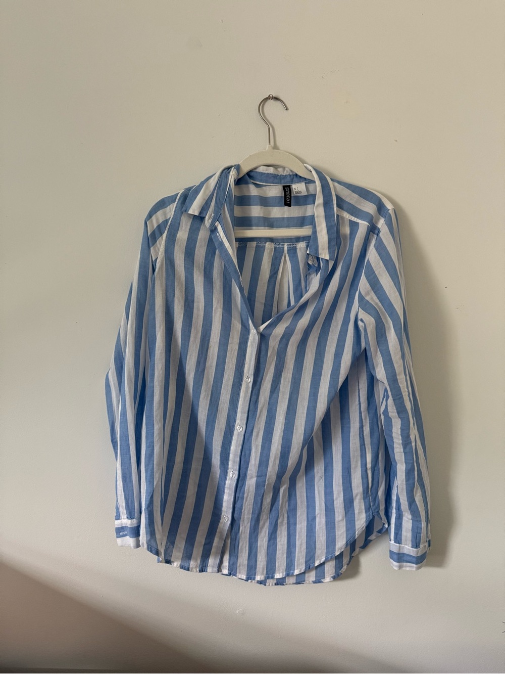 Women’s Striped Button-Up Shirt - Blue & White